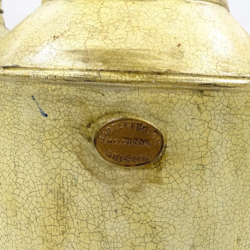 119 - A set of 3 large painted and gilded metal tea canisters, probably mid-20th century, height 45cm