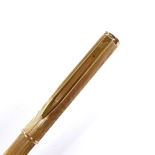 137 - A Waterman Moire pattern gold plated ballpoint pen, boxed