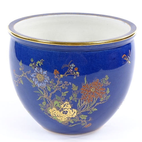 141 - A Carlton Ware Bleu Royale gilded porcelain jardiniere, rim diameter 23cm, height 19cm