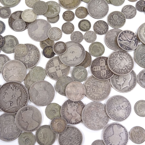 152 - A collection of lesser grade British and world silver coins, 19th and 20th century