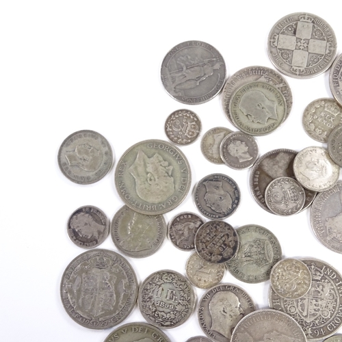 152 - A collection of lesser grade British and world silver coins, 19th and 20th century