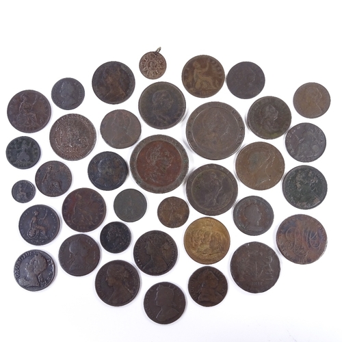 154 - A collection of 18th and 19th century British copper coins and tokens