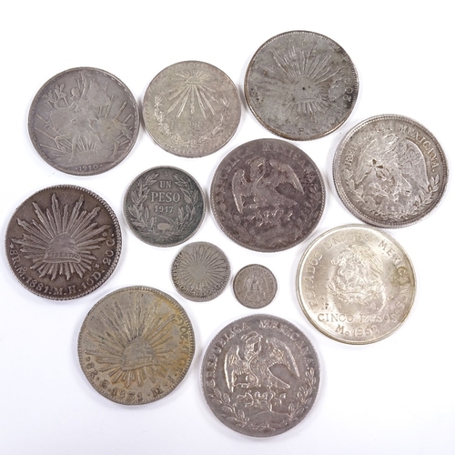 156 - A collection of Mexican 19th - 20th silver coins