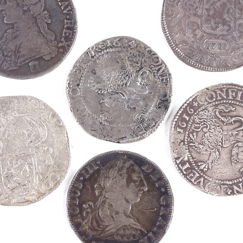 158 - 6 European silver 17th and 18th high denomination coins