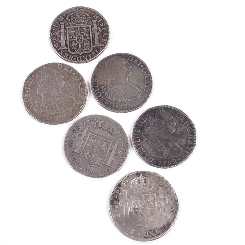 164 - 6 Spanish silver 18th and 19th century 8 reales coins