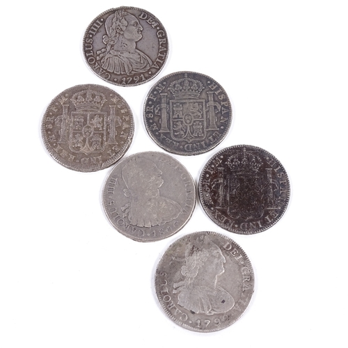 164 - 6 Spanish silver 18th and 19th century 8 reales coins