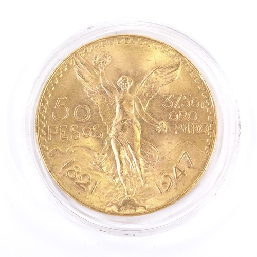 169 - A 1947 Mexican gold 50 pesos coin, 900 fineness, 41.8g