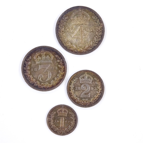 171 - A Victorian 1893 Maundy coin set, veiled bust, (4)