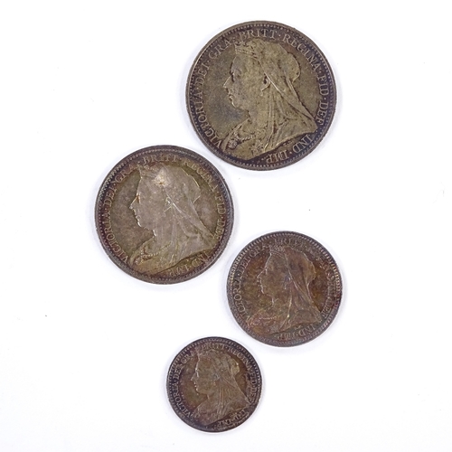 171 - A Victorian 1893 Maundy coin set, veiled bust, (4)