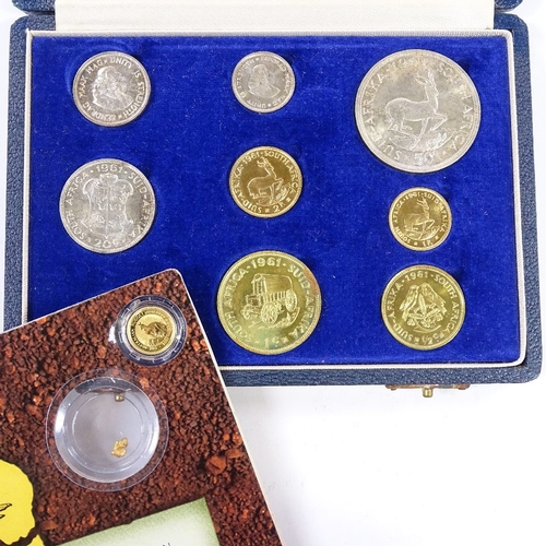 172 - A South African part-set of 1961 coins, including one and two rand gold coins, together with Austral... 