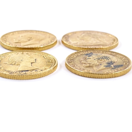 173 - 4 gold sovereigns, 1900, 1927 (2), and 1958