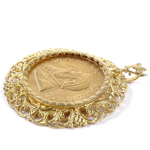 176 - A 1974 gold Krugerrand, 9ct gold pendant mount, gross weight 44g