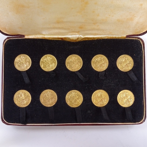 177 - 10 Victorian gold sovereigns, 1872 - 1886, cased