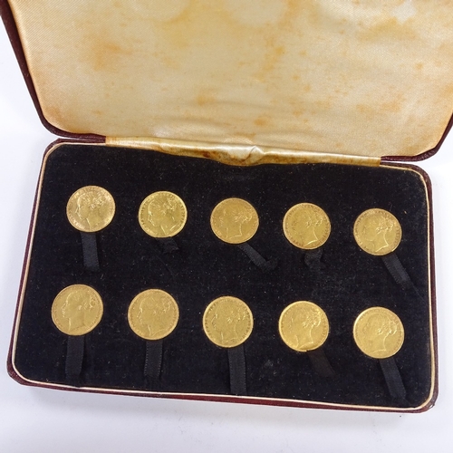 177 - 10 Victorian gold sovereigns, 1872 - 1886, cased