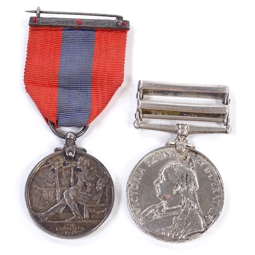 179 - A China 1900 medal with relief of Pekin and Taku Forts bars, awarded to E Winser PO2CL HMS Barfleur,... 