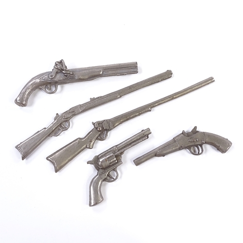 183 - 5 miniature pewter model guns (5)