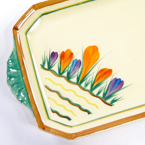 196 - A Clarice Cliff for Wilkinson Bizarre Crocus pattern octagonal 2-handled sandwich tray, model no. 44... 