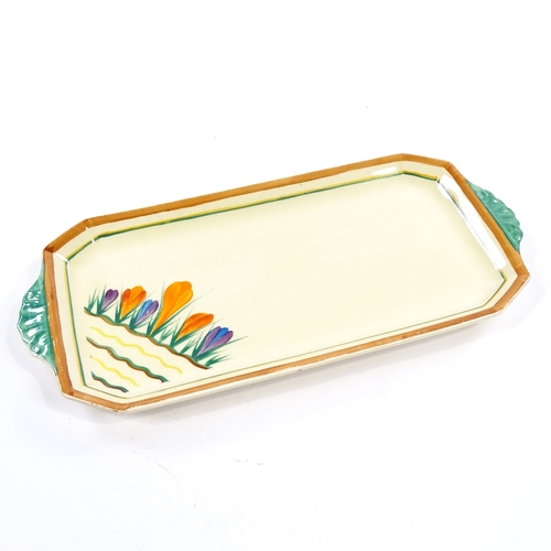 196 - A Clarice Cliff for Wilkinson Bizarre Crocus pattern octagonal 2-handled sandwich tray, model no. 44... 