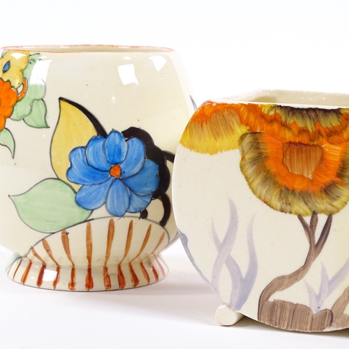 198 - A Clarice Cliff for Wilkinson Bizarre Rhodanthe pattern Bonjour shape preserve pot, and a Clarice Cl... 