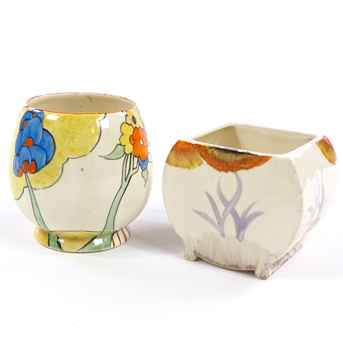 198 - A Clarice Cliff for Wilkinson Bizarre Rhodanthe pattern Bonjour shape preserve pot, and a Clarice Cl... 