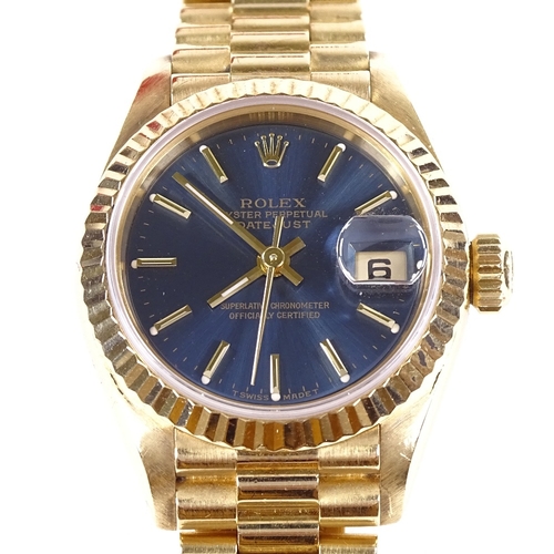 453 - ROLEX - a lady's 18ct gold Oyster Perpetual DateJust automatic wristwatch, ref. 69178, circa 1995, b... 