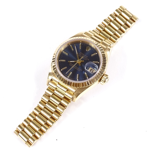 453 - ROLEX - a lady's 18ct gold Oyster Perpetual DateJust automatic wristwatch, ref. 69178, circa 1995, b... 