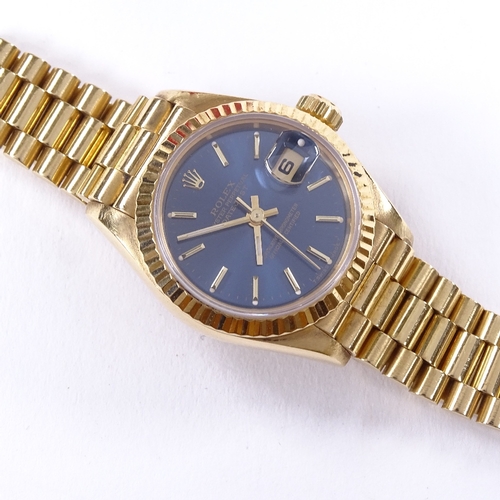 453 - ROLEX - a lady's 18ct gold Oyster Perpetual DateJust automatic wristwatch, ref. 69178, circa 1995, b... 