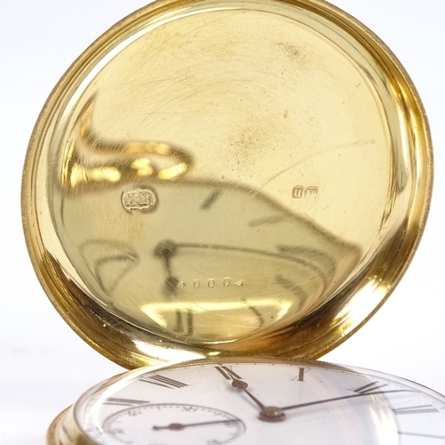 458 - A 19th century 18ct gold full-hunter key-wind pocket watch, white enamel dial with Roman numeral hou... 