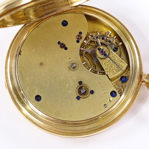 458 - A 19th century 18ct gold full-hunter key-wind pocket watch, white enamel dial with Roman numeral hou... 