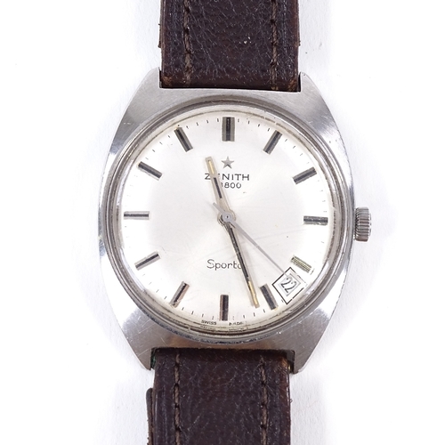 464 - ZENITH - a Vintage stainless steel Sporto 28800 mechanical wristwatch, ref. 959 D 134, silvered dial... 