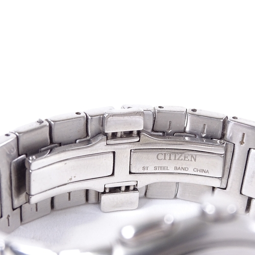 467 - CITIZEN - a stainless steel Eco-drive WR100 perpetual calendar quartz chronograph wristwatch, ref. E... 