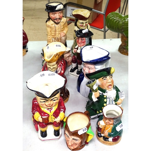 535 - Various character jugs including Woods and Doulton