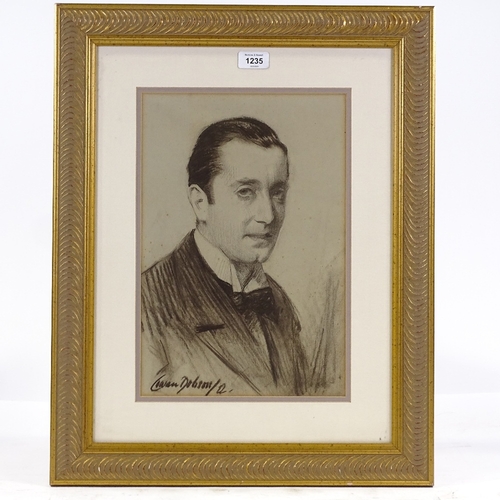 1235 - Cowan Dobson RBA, charcoal on paper, portrait of a man, signed and dated 1922, 15