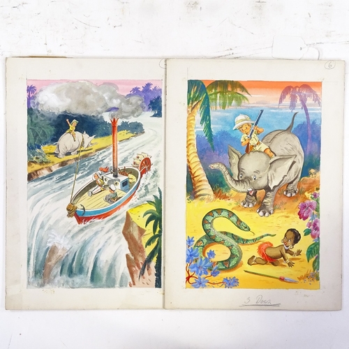 1241 - 2 early 20th century watercolour story book illustrations, image size 11