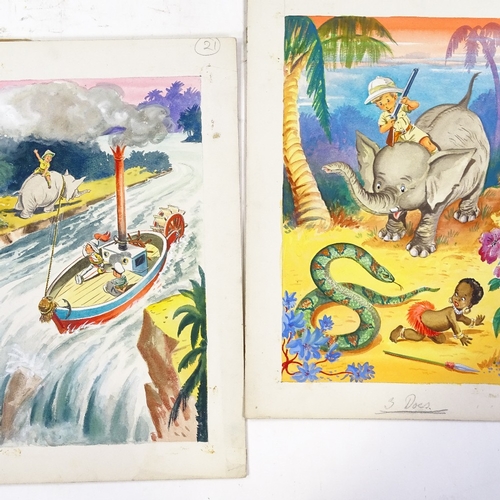 1241 - 2 early 20th century watercolour story book illustrations, image size 11