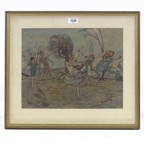 1242 - Dorothy Fitchew, watercolour, fairies, signed, 11.5