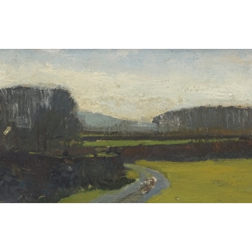 1244 - A K Howard, oil on board, landscape Dartmoor, signed, 8