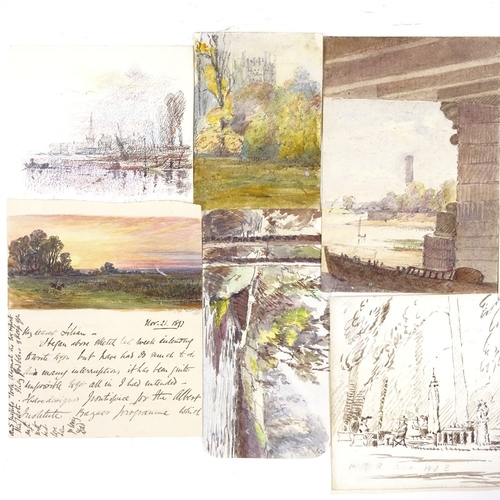 1246 - Alfred Nutt, collection of watercolours, landscape views 1891, and 8 watercolours and sketches attri... 