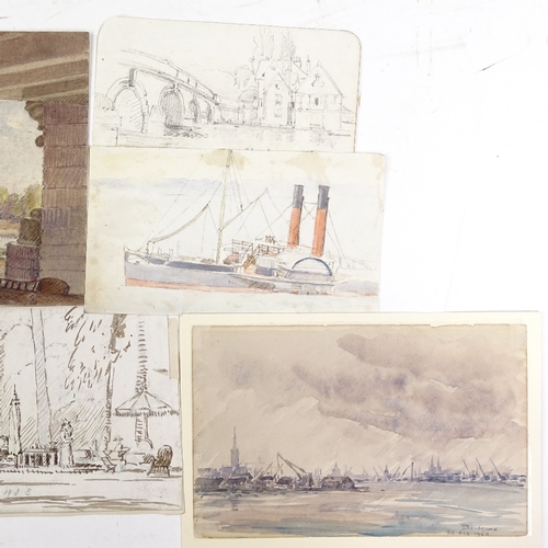 1246 - Alfred Nutt, collection of watercolours, landscape views 1891, and 8 watercolours and sketches attri... 