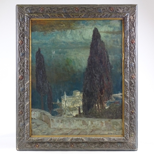 1250 - Willy Hamacher (1865-1909), oil on wood panel, Mediterranean coastal buildings, signed, 28