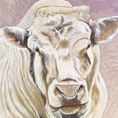 1252 - Clive Fredriksson, oil on canvas, bull, 28