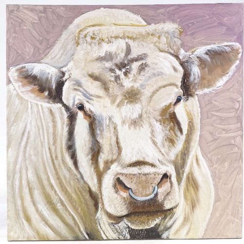 1252 - Clive Fredriksson, oil on canvas, bull, 28