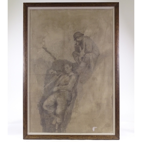 1261 - Gerald Jarman, charcoal on paper, First War trench scene, 38