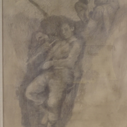 1261 - Gerald Jarman, charcoal on paper, First War trench scene, 38