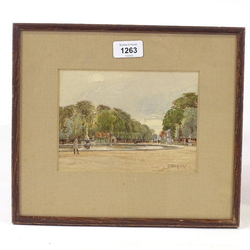 1263 - John Fulleylove, watercolour, Tuilleries Gardens Paris, signed, 5