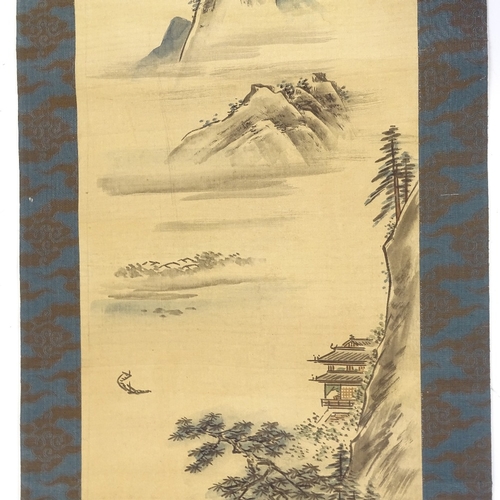 1270 - Chinese scroll painting on silk, overall dimensions 17.5