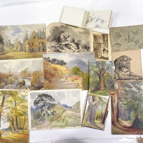 1273 - Robert Gill and Mary Gill, large collection of watercolours, drawings and sketchbooks