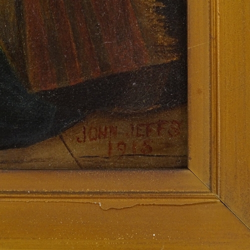 1276 - John Jeffs, oil on canvas, resting woman, signed and dated 1915, 13.5