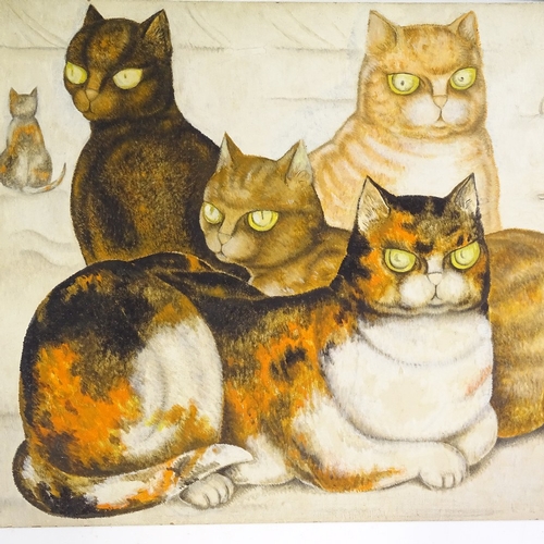 1283 - William Chappell, 4 watercolours and oil paintings, including study of cats, 16