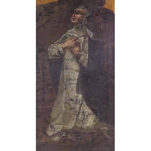 1285 - 17th/18th century oil on canvas, study of a saint, 35